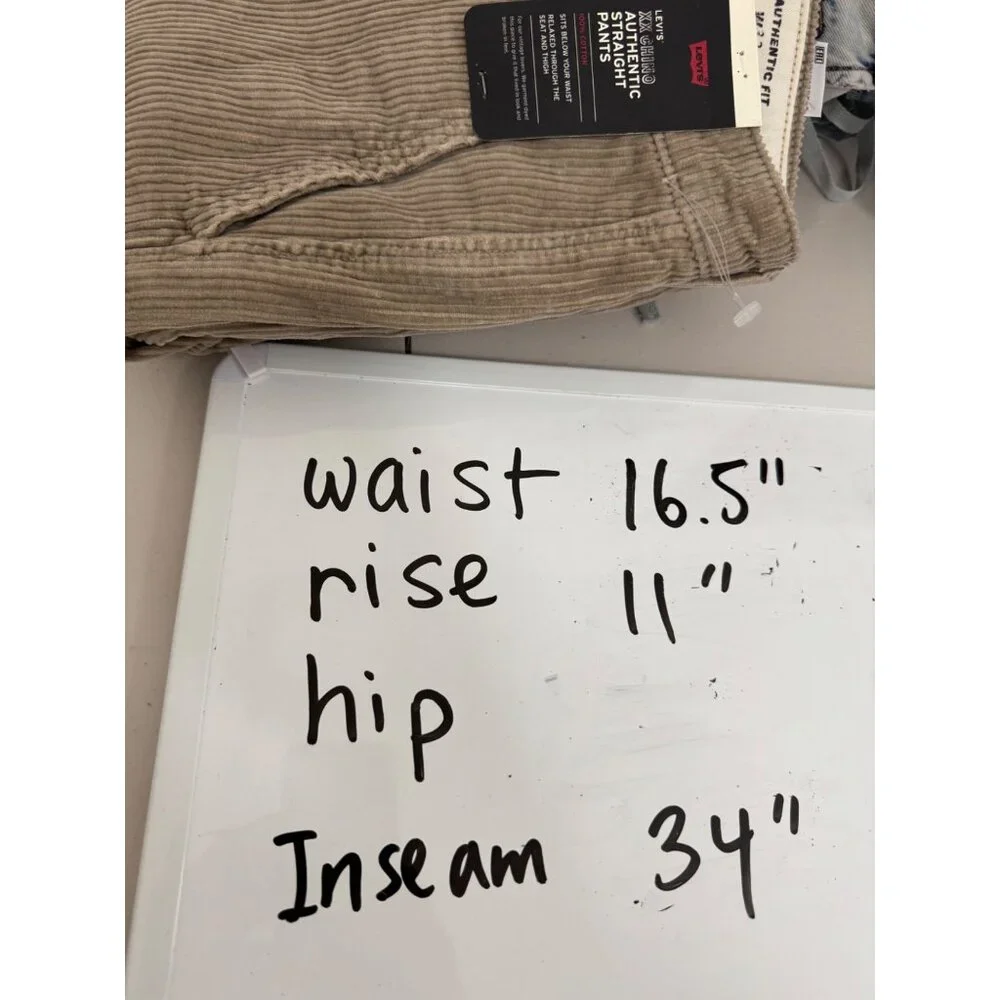 Levis XX Chino Authentic straight leg corduroy pants men tan preppy dandy 32x34‎